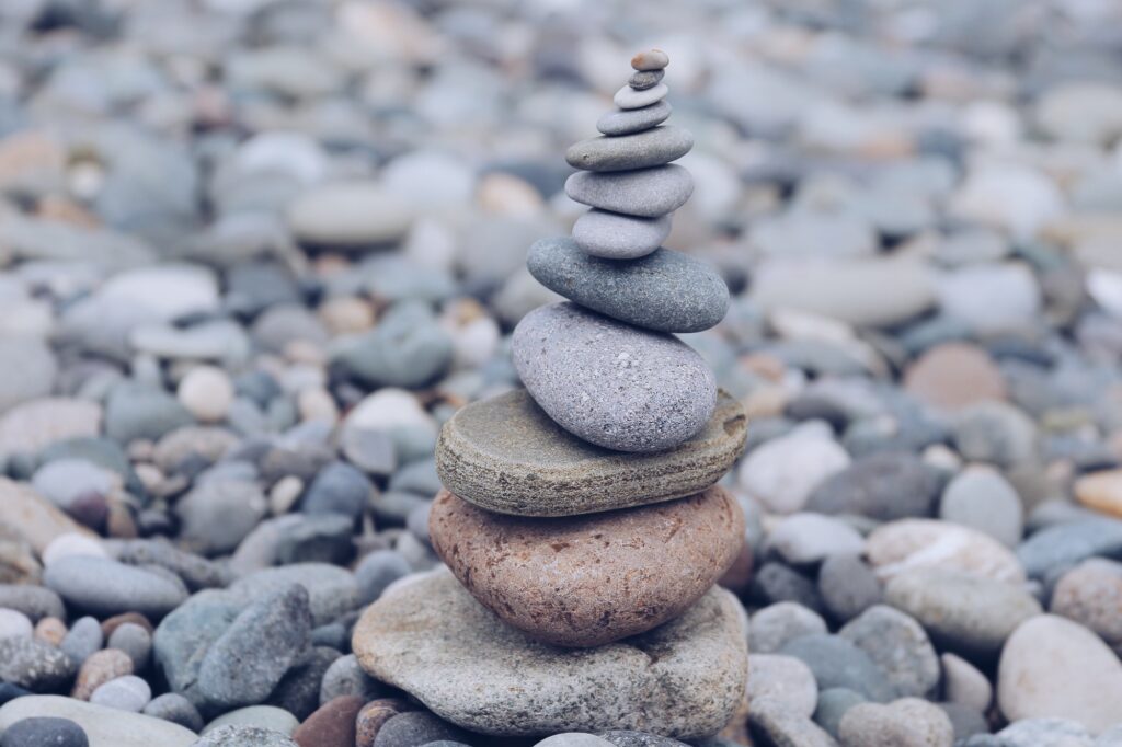 Rocks in balance on rocky beach